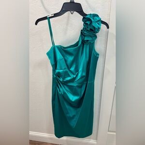 Eliza J Teal One-Shoulder Dress